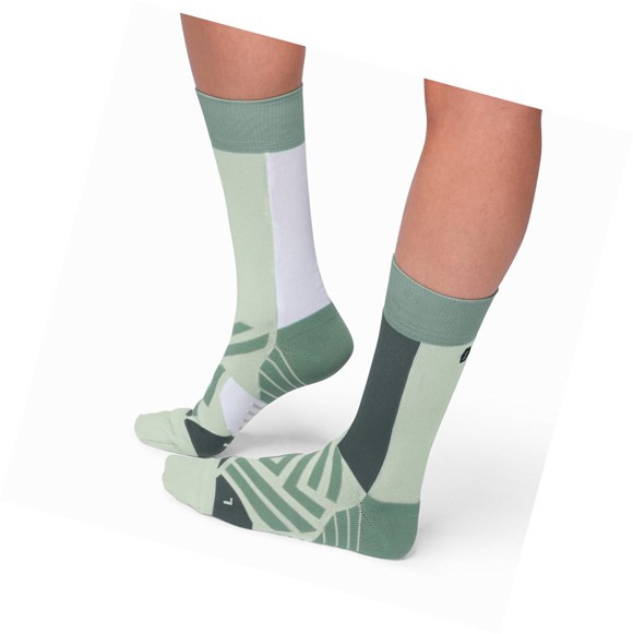 Calcetines Running On High Hombre Verde Blancas | 5643798-DH