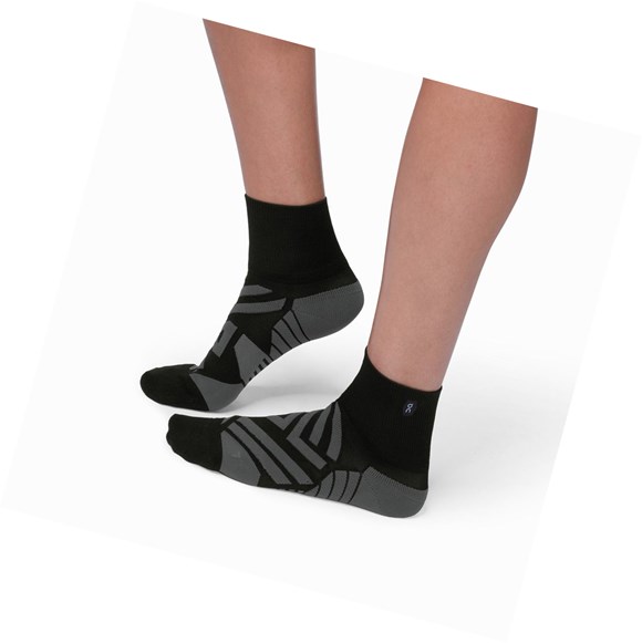 Calcetines Running On Mid Hombre Negras Gris | 9573602-ZS