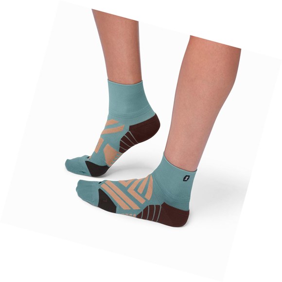 Calcetines Running On Mid Mujer Verde Marrones Rosas | 7631420-EL