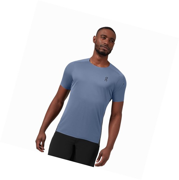 Camiseta On Performance Long-T Hombre Azul Real Negras | 7295436-AI