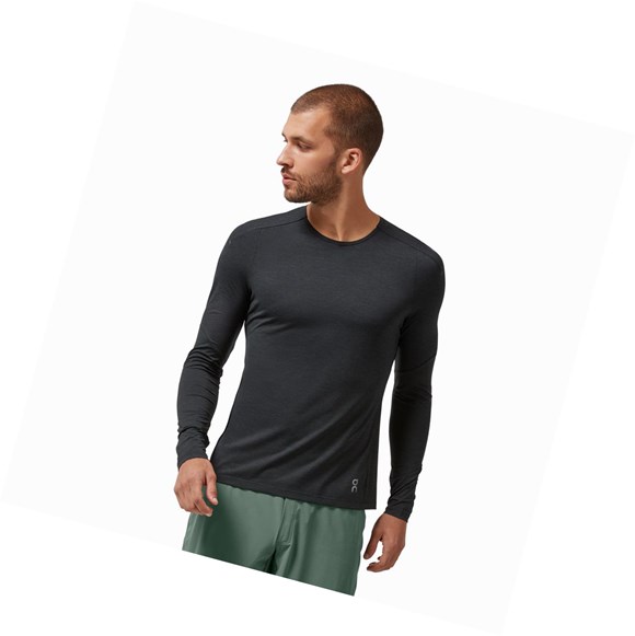 Camiseta On Performance Long-T Hombre Negras | 3810259-RD