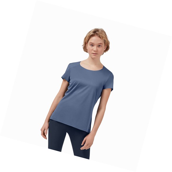 Camiseta On Performance Long-T Mujer Azules Negras | 6513287-NA