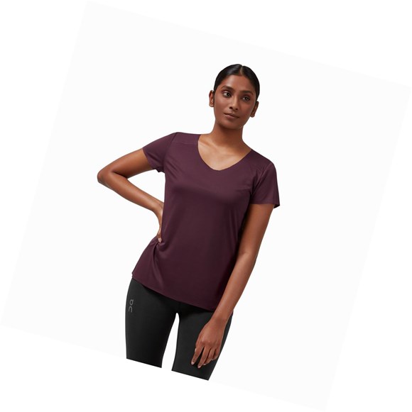 Camiseta On Performance Long-T Mujer Burdeos Negras | 5231908-LJ