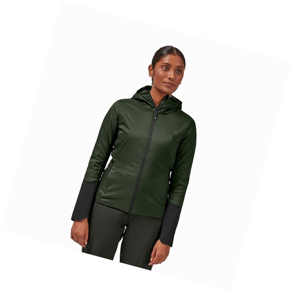 Chaquetas On Insulator Mujer Verde Oscuro Negras | 6571942-FU